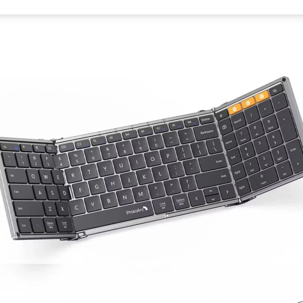 Foldable Wireless Bluetooth Keyboard in Dark Gray with Orange Accent